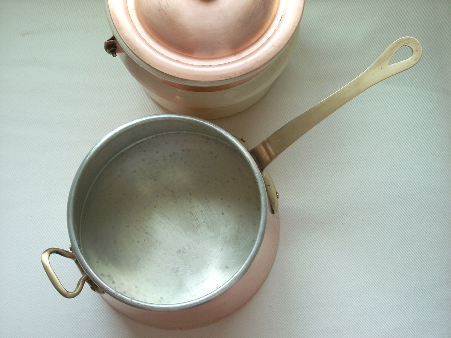 Copper and Ceramic Double Boiler Waldow NY Etsy
