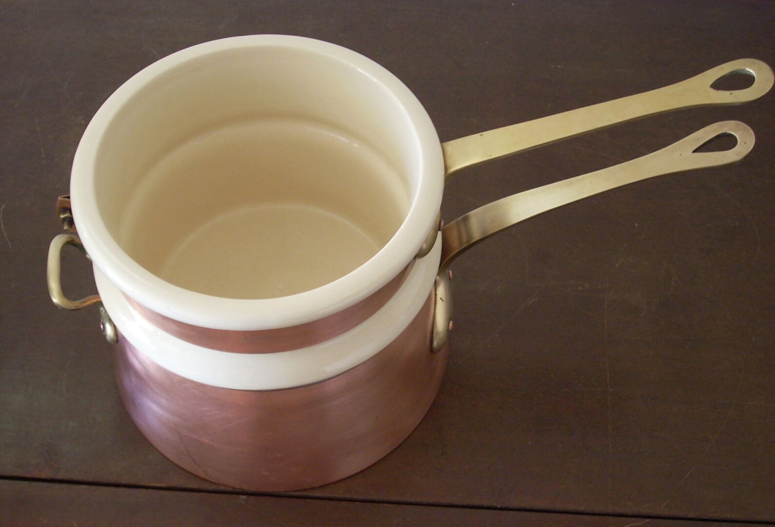 Copper and Ceramic Double Boiler Waldow NY Etsy