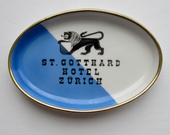 Pin Dish Souvenir from St Gotthard Hotel in Zürich, Switzerland