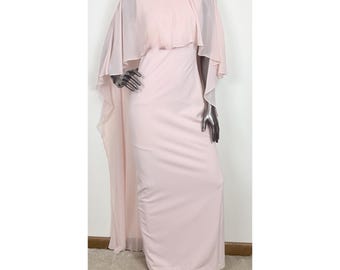 Calvin Klein 6 Blush Pink Cape Formal Gown Mother of Bride / Groom Sheath Dress