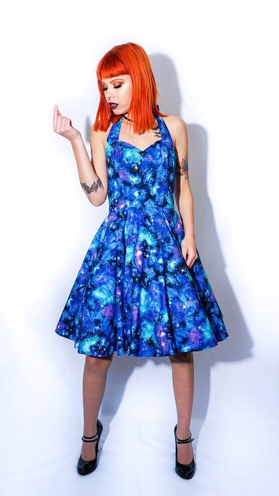 Galaxy Space Dress Blue Purple And Green Prom Festival Etsy