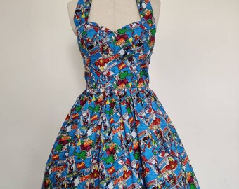 Marvel comic Superheros dress- Womens halterneck