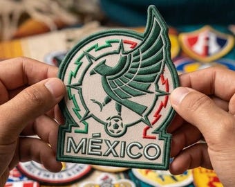 Mexico National Soccer Team Embroidered Patch, Aztec Eagle Football Badge (Iron-On)