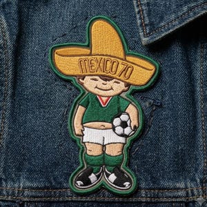 Mexico 70 Soccer Mascot Embroidered Patch, Vintage World Cup Iron On Patch