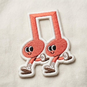 Musical Note Friends Embroidered Patch, Iron on Patch for Musicians, Funny Music Patch
