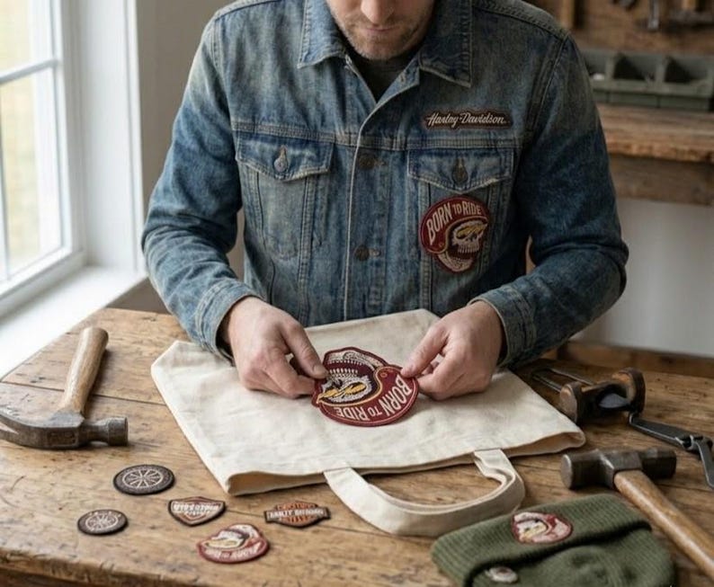 Born To Ride Embroidered Patch, Retro Biker Skull Iron On Patch image 2
