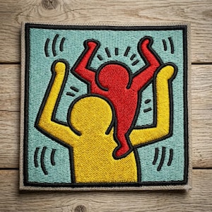 Pop Art People Iron On Applique, Colorful Artistic Badge for Jacket, Modern Art Patch