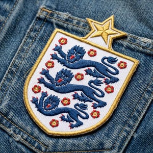 England Three Lions Embroidered Iron-On Patch, Soccer Shield Crest Badge