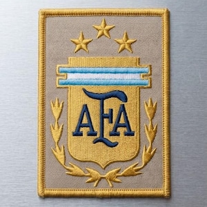 Argentina AFA Embroidered Patch, Rectangle Soccer 3 Stars Iron On Patch