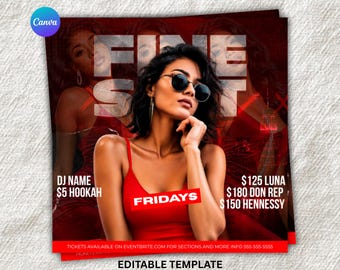 Ladies Night Club Flyer Template | Friday Party, Hookah Lounge, DJ Event (Digital Download)