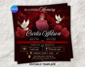 Funeral Program Flyer Template | Elegant Memorial Service Invitation (Digital Download)