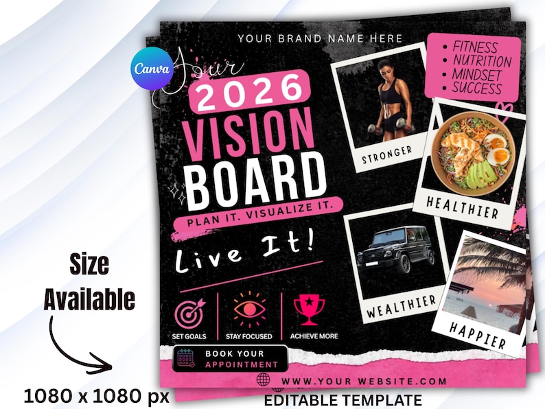 Modèle de tableau Vision 2026 modifiable | Planificateur de fixation d ...