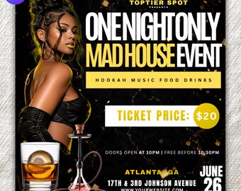 One Night Only Party Flyer Canva Template | Nightclub Event Poster (Digital Download)