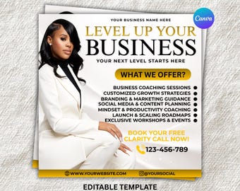 Luxury Business Coaching Flyer Canva Template | Women Entrepreneur Marketing (Digital Download)
