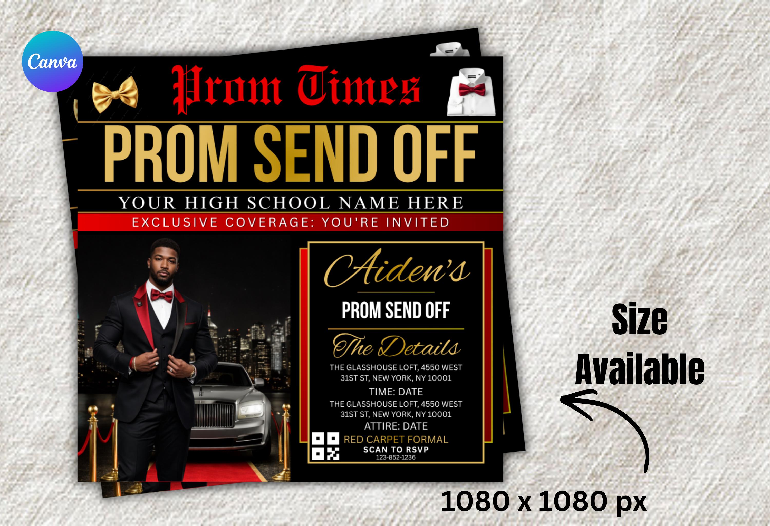 Prom Send off Flyer Template | Red Carpet Formal Party Invitation ...
