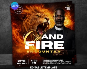 Call and Fire Church Flyer Template | Prophetic Revival Prayer Event Poster (Instant Download)