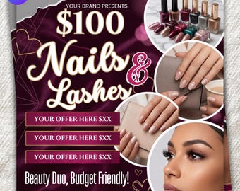 Nails & Lashes Flyer Canva Template | Beauty Bundle Promo (Digital Download)