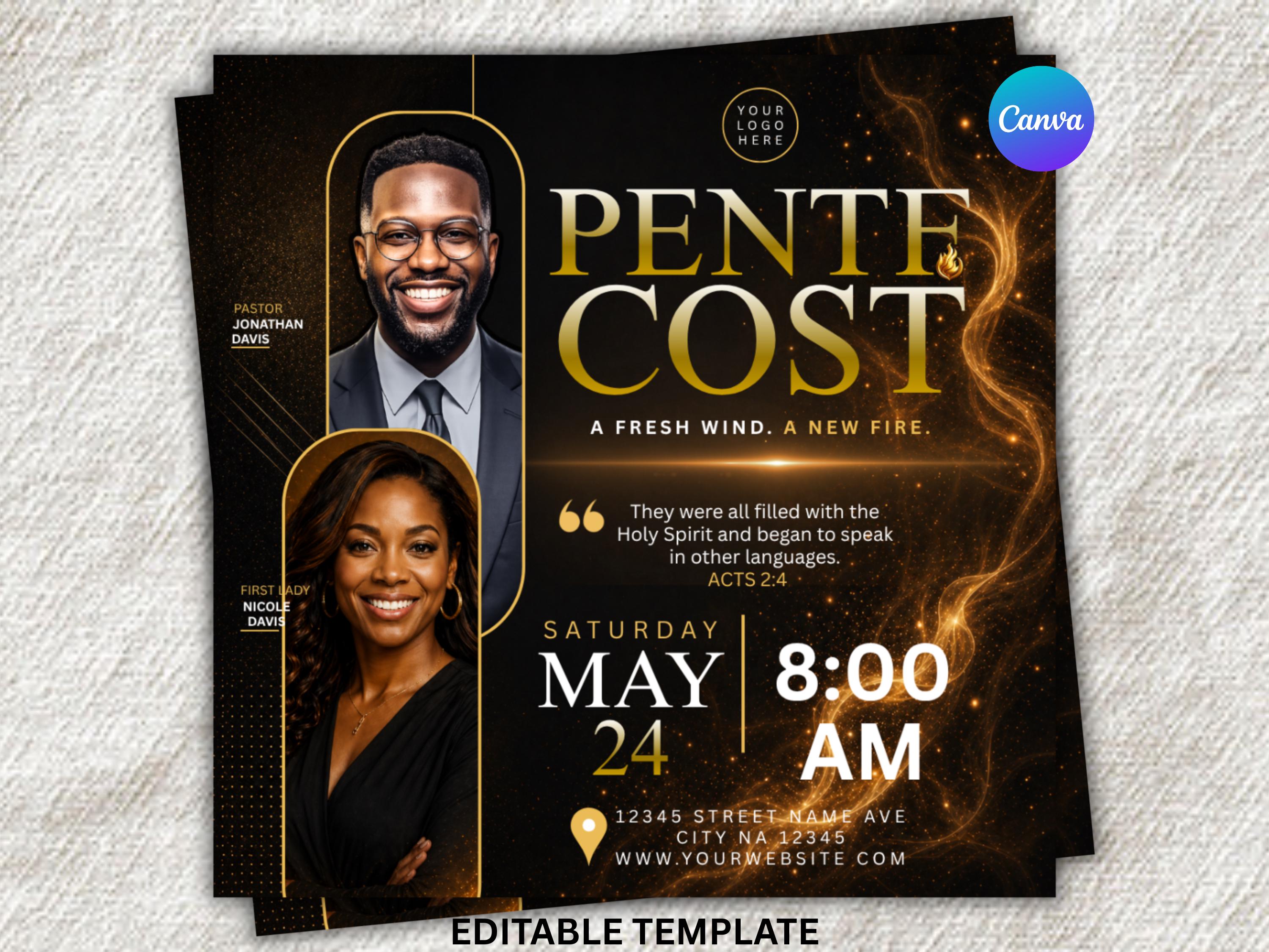 Pentecost Flyer Template | Church Revival, Holy Spirit Event (canva ...
