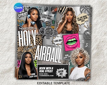 Comic Style Hair Salon Flyer Template | Urban Stylist Promo (Digital Download)