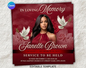 Funeral Program Flyer Template | Elegant Memorial Service Invitation (Digital Download)
