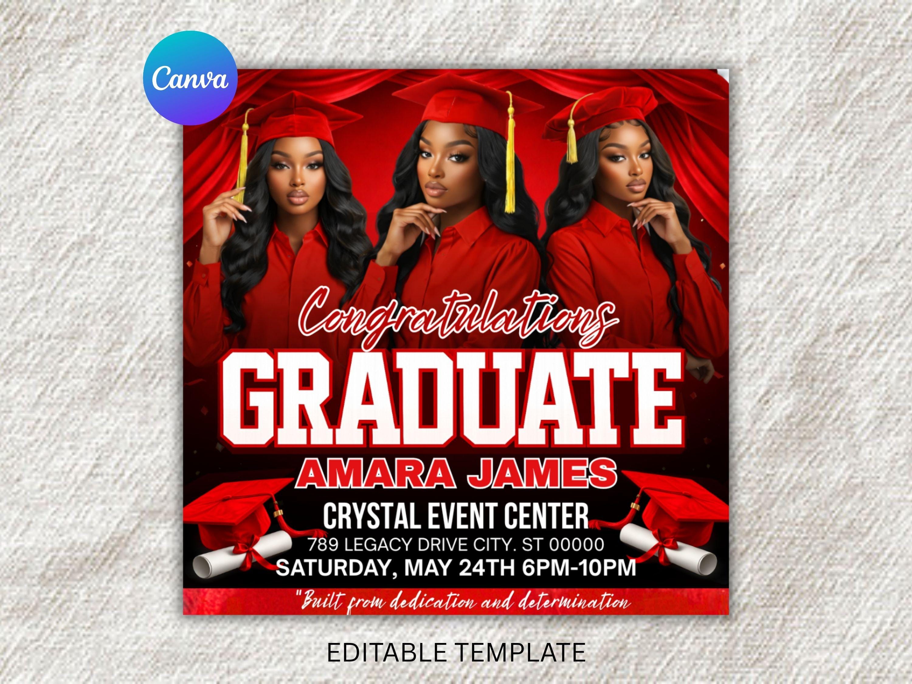 Graduation Flyer Template | Congrats Graduate Party Invitation (digital ...