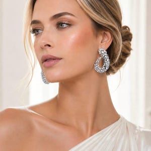 Große Statement Ohrringe Silber 925 | Couture Braut Ohrringe mit Marquise Zirkonia | Eleganter Hochzeitsschmuck | Luxury Dubai bride earring