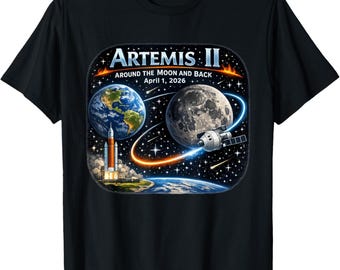 Artemis II Mission Shirt, Around the Moon and Back 2026 T-Shirt, Astronomy Lover Gift, Vintage Galaxy Tee