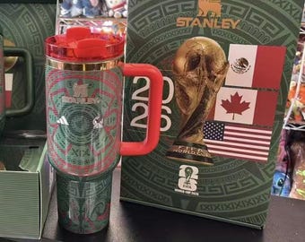 FIFA World Cup 2026 Tumbler with Handle USA Mexico Soccer 40oz Stanley Style Cup Insulated Travel Mug Football Gift Sports Fan Merch