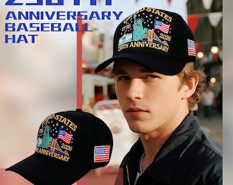 USA 250th Anniversary Hat 1776-2026 Semiquincentennial Statue of Liberty Baseball Cap Patriotic American Flag White House Embroidered Gift