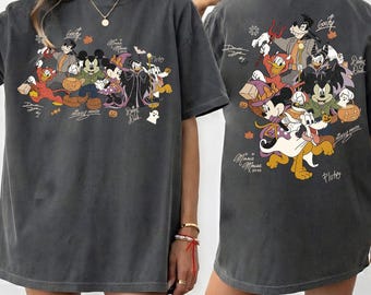 Comfort Colors Mickey and Friends Halloween Shirt, Disney Spooky Season Tee, Disneyland Signature Party T-Shirt, Halloween Group Shirt
