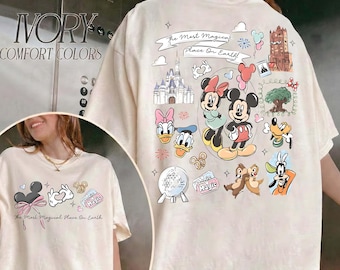 ヴィンテージミッキーディズニーワールドコンフォートカラーシャツ、レトロミッキー＆フレンズシャツ、ウォルトディズニーワールドTシャツ、ディズニー2026旅行ディズニーバケーションTシャツ