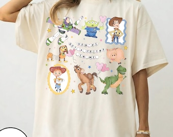 レトロなトイ・ストーリーのボックスシャツ、ディズニーのヴィンテージコンフォートカラー、トイ・ストーリーのコケットシャツ、ハリウッドスタジオのシャツ、コンフォートカラーのボックスTシャツ - バズ