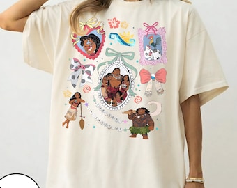 ヴィンテージ ディズニー モアナ コケット リボン シャツ、マウイ モアナ ヘイヘイ プア シャツ、ディズニー ファミリー シャツ、ディズニー ガール シャツ、プリンセス ファン ギフト シャツ
