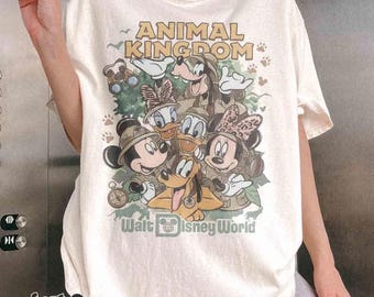 Retro Disney Mickey & Friends Animal Kingdom Shirt, Walt Disney World Trip Tee, Let's Get Wild Gift Shirt, Disneyland Holiday Family Shirt