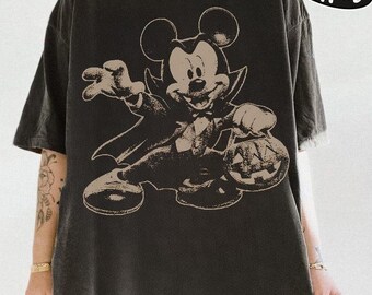 Comfort Colors® Disney Halloween Mouse Shirt, Vampire Mickey T-Shirt, Disney Spooky Pumpkin Shirt, Trick Or Treat Shirt, Halloween Party Tee