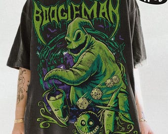 BOOGIEMAN Oogie Boogie Shirt, Comfort Colors Vintage Halloween Tee, Retro Heavy Metal Style Nightmare Before Christmas Oversized T-Shirt