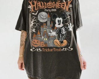 Vintage All Disney Characters Skeleton Halloween Shirt, Disney Halloween Castle Shirt, Mickey's Not So Scary Halloween Party 2026 Matching