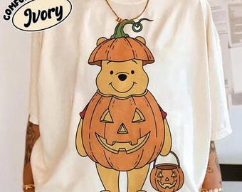 Halloween Winnie The Pooh Pumpkin Shirt, Disney Spooky Season Tee, Cute Pooh Pumpkin Shirt, WDW Disney Halloween Trip Shirt, Pooh Shirt