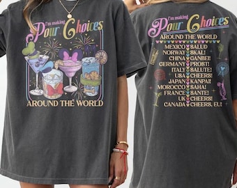 ヴィンテージ「I'm Making Pour Choices Around The World」シャツ、エプコット飲酒シャツ、ディズニーエプコットシャツ、エプコットワールドツアーシャツ、ディズニーファミリーシャツ