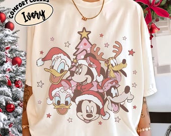 Mickey and Friends Pink Christmas Sweatshirt, Mickey Christmas Sweatshirt, Disney Christmas Sweatshirt, Disney Shirt, Christmas Party Shirt