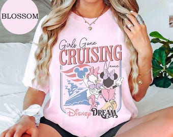 Koszulka retro Disney Girls Gone Cruising, koszulka z motywem rejsu Daisy i Minnie, bluza Disney Matching Cruise, koszulka Disney Cruise Line