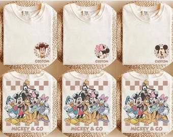 Custom Retro Mickey and Friends Shirt, Disney Family Vacation 2026 Tees, Checkered Disney Trip T-Shirt, Matching Family Disney Outfits