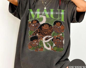 Vintage Moana Maui Metal Rock Portrait Shirt, Retro Disney Moana Princess Tee, Maui Shirt For Men Disneyland Family Vacation, Magic Kingdom