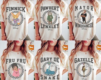 Koszulka retro Disney Zootopia 2 Checkerboard, koszulka Judy Hops Nick Gary Nibbles Bogo, koszulka Zootopia Mickey Balloons, pasujące zestawy rodzinne Disneyland