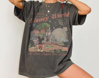 Koszulka vintage Mickey Disneyworld Comfort Colors, koszulki retro Mickey i przyjaciele, koszulka Walt Disneyworld, koszulka Disney 2026 Trip Disney Vacation