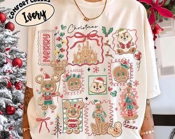 Vintage Christmas Gingerbread Disney Shirt, Mickey and Firends Sweatshirt, Merry Christmas Castle Tee, Disneyland Family Holiday Trip Gift