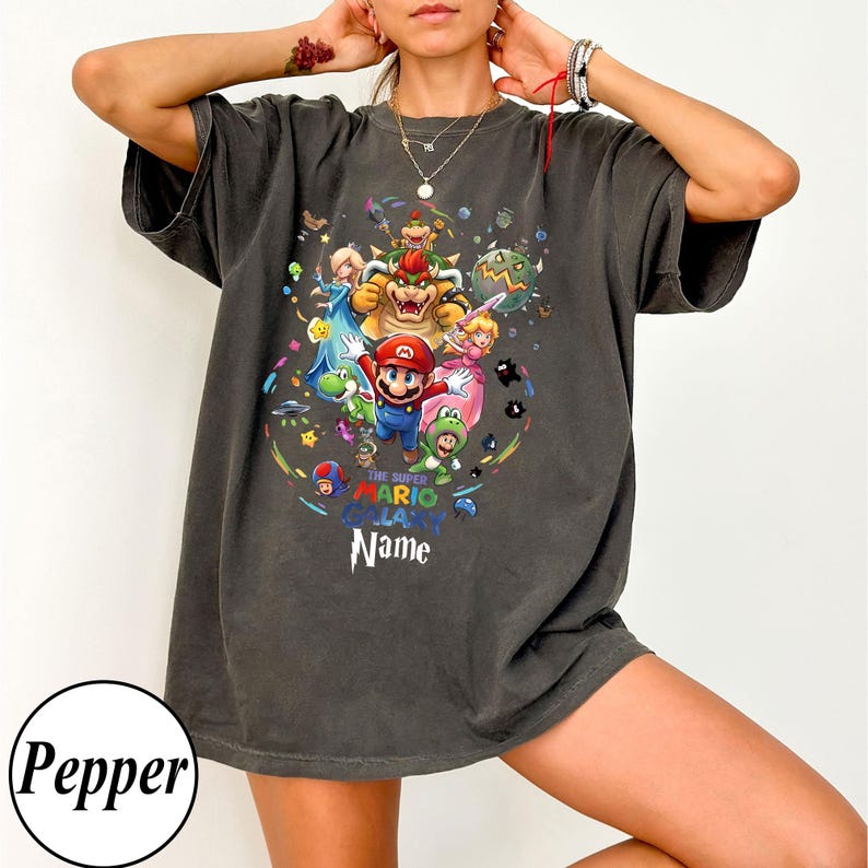 Super Mario Galaxy Movie Poster Name Shirt,Universal Studios Super Mario Tee,Mario Since 85 Tee,Universal Orlando Birthday Gift,Disney Shirt image 1