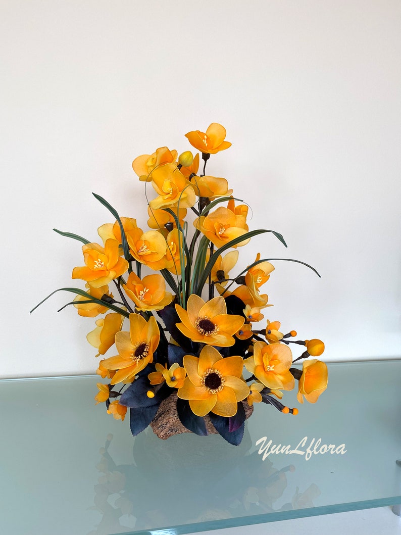 Handmade Nylon Flower Arrangement Tabletop Centerpiece Nylon Etsy