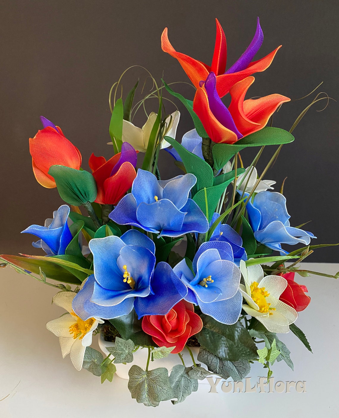 Handmade Nylon Flower Arrangement Nylon Flower Craft Etsy