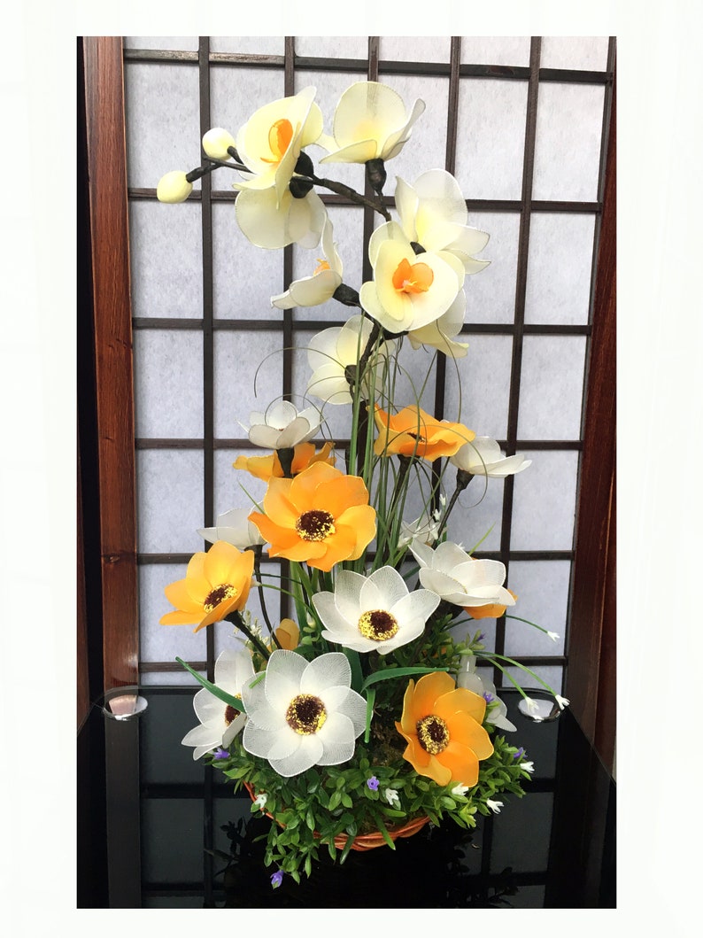 Handmade Nylon Flower Arrangement Home Decoration Nylon Etsy